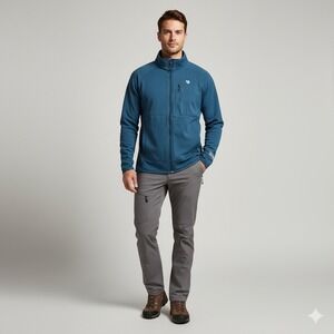 Mountain Hardwear Men's Fleece Jacket Blue Full‎ Zip Size Large Outdoor